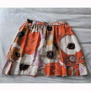 Anthropologie Odille Poppy Silk Skirt